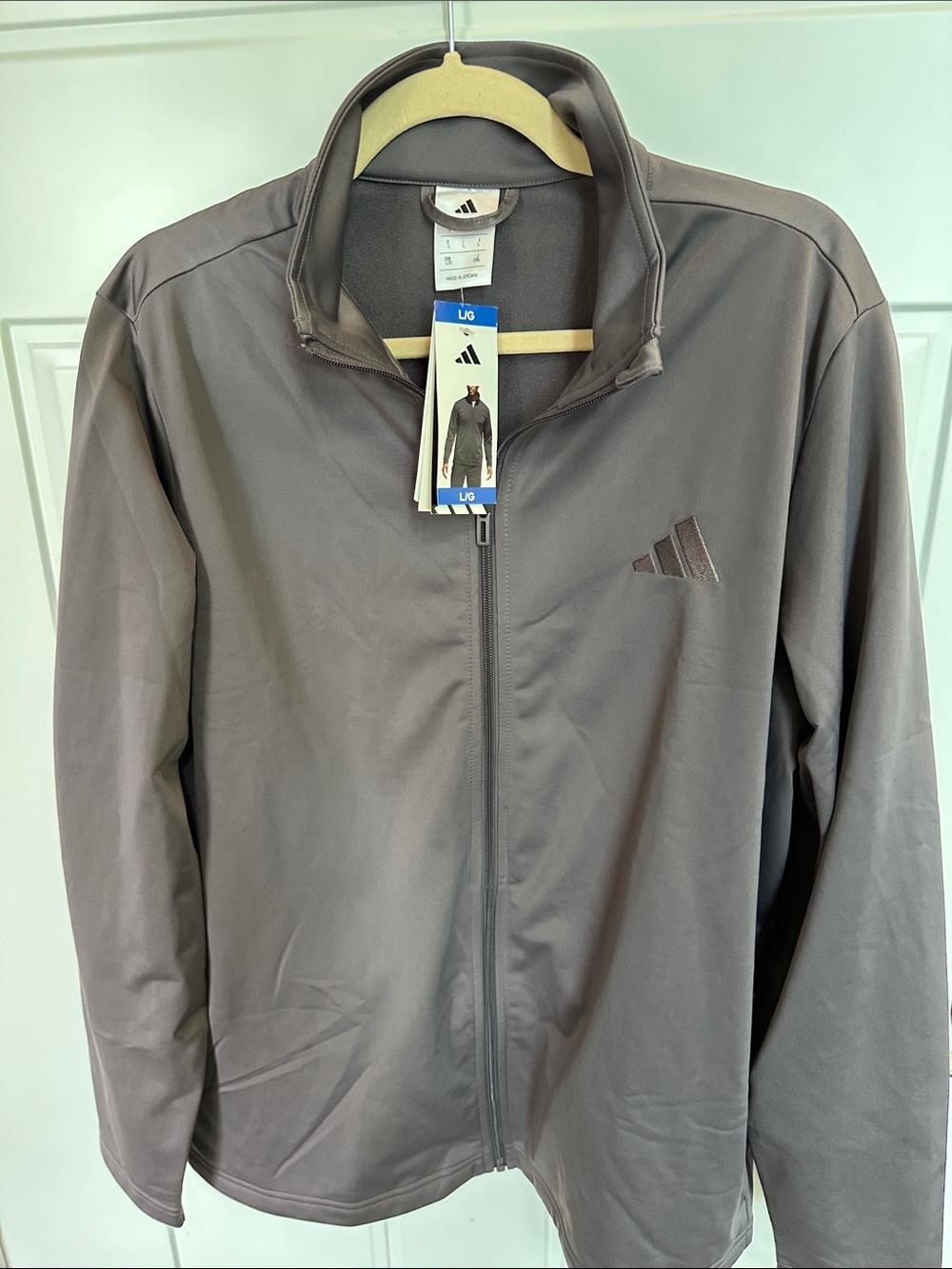 NWT Adidas Men's Zip-Up Performance Jacket in Brown-Gray Large